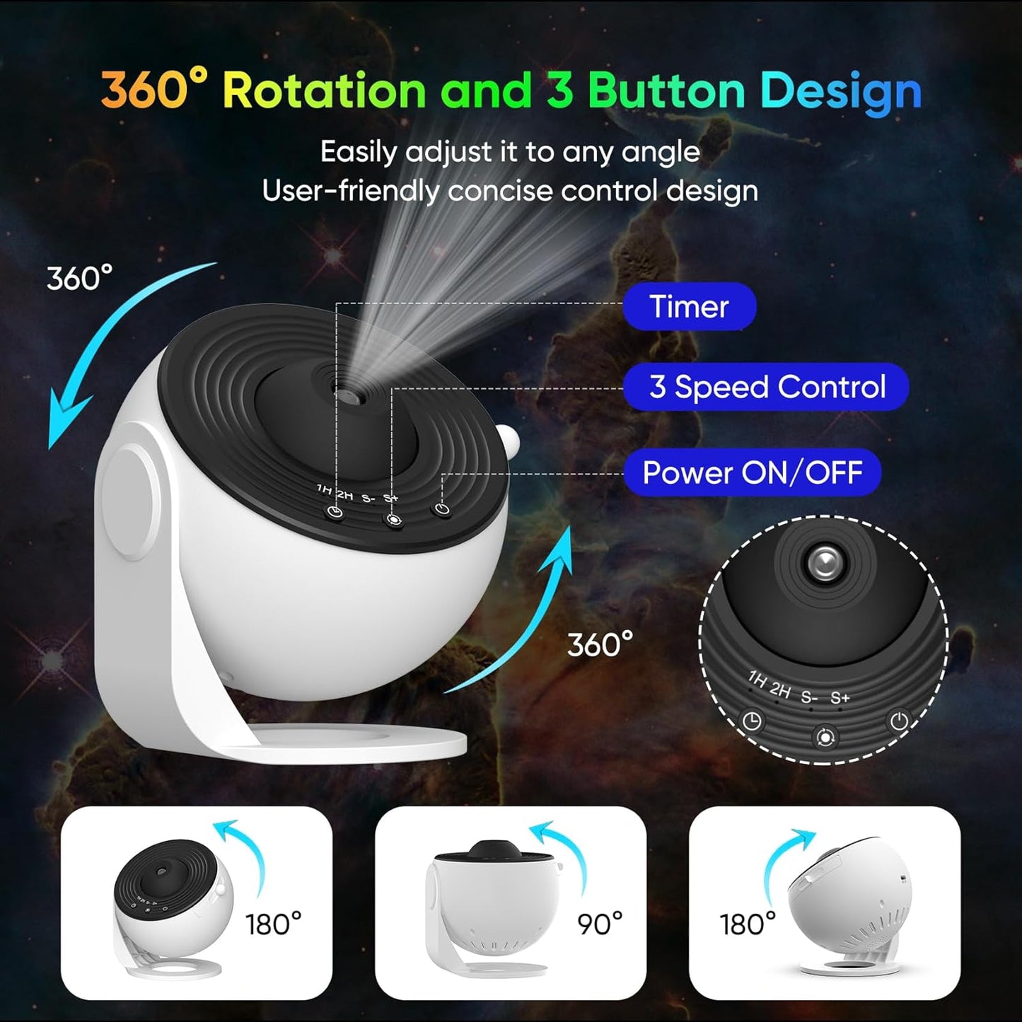 Galaxy Projector for Bedroom, Home Planetarium Projector Lamp,LED Space Galaxy Lamp, Room Decor for Kids Adults with 13 Planet Discs, Moon/Nebula/Night Light Star Projector with Timer