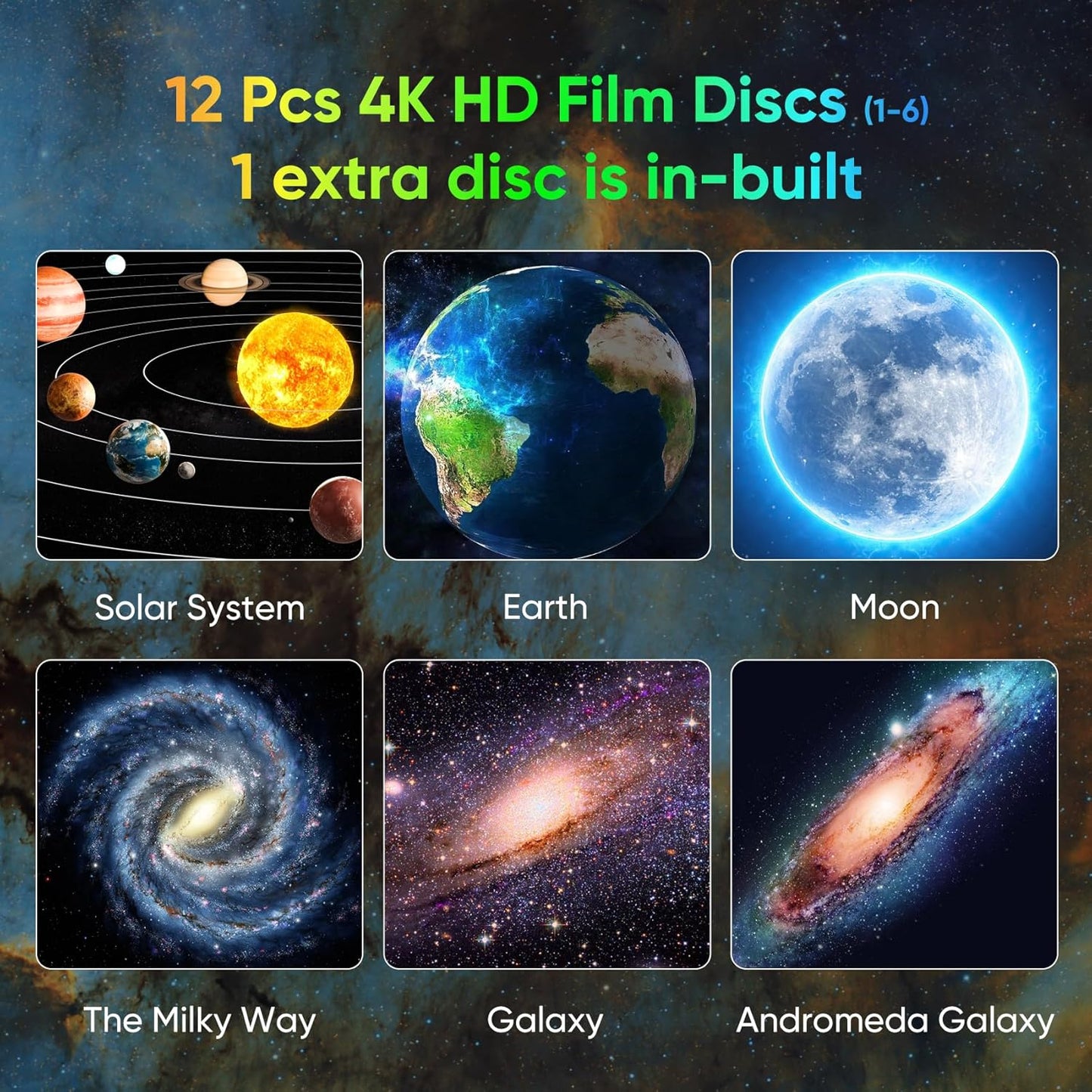 Galaxy Projector for Bedroom, Home Planetarium Projector Lamp,LED Space Galaxy Lamp, Room Decor for Kids Adults with 13 Planet Discs, Moon/Nebula/Night Light Star Projector with Timer